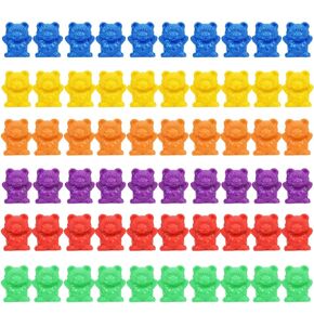 Timoo Colored Counting Bears, 60 PCS Color Sorting Bears (Green & Purple & Blue & Orange & Red & Yellow)