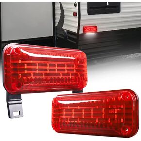 RV Tail Lights, RV Camper Lights Red Brake Turn Light White License Plate Light with Reflex Surface Mount Black Base Red Cover