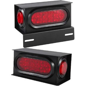 2 قطعة من صناديق إضاءة المقطورة الفولاذية مجموعة مبيت 6 بوصة بيضاوية LED أضواء خلفية للمقطورة أحمر 2 بوصة مستديرة حمراء LED أضواء جانبية للعلامات المقابس جروميت موصلات الأسلاك in Kuwait