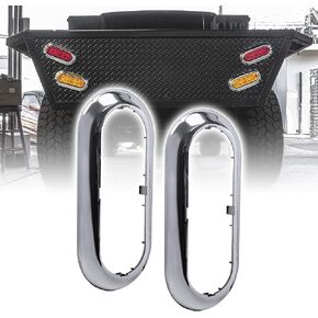 ONLINE LED STORE TRUE MODS 2pc 6 inch Oval Trailer Tail Light Chrome Bezel [Compatible Model: TBL6110] [Snap-On Install] [Screws Cover-up] for TBL6110 Surface-Mount Trailer Tail Lights