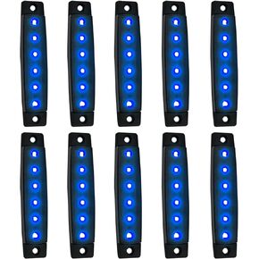 10 Pack DC 12V Amber 3.8" 6 LED Trailer Side Marker Lights Clearance Light Bar Front Rear Signal Indicator Light Strip Waterproof Lamp for Trailer Truck Van Pickup ATV UTV RV Camper