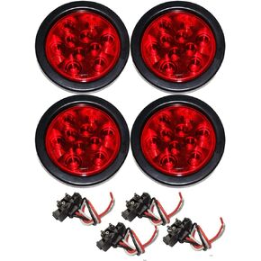 LIBRA Set of 4 Red 4" Round 10 LED Trailer Light Kits - 24003
