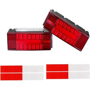 Boat Trailer Lights, Low Profile Rectangular Trailer Lights Led Kit, Red Sealed IP68 Waterproof Trailer Rear Lights Replacement for Fishing Boat Trailers, Truck, Boat etc