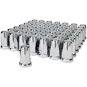 United Pacific 10059Cb - Wheel Lug Nut Cover Set - 33Mm X 3.25" Chrome Plastic Tall Classic Nut Cover - Push-On (60 Pack