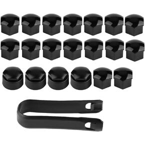 for Audi Lug nut Covers Senyar 20pcs 17mm Car Wheel Bolt Nut Cover, Universal Covers Caps Auto Hub Screw Protection Anti-Theft Cover Cap for Auto (Black)