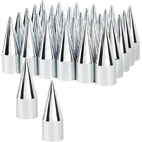 United Pacific 10351Cb - Wheel Lug Nut Cover Set - Chrome Spike Hubcap Nut Cover