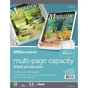 Office Depot Top-Loading Sheet Protectors, Heavyweight, Clear, Expandable, Box of 25, 105007RMDUP