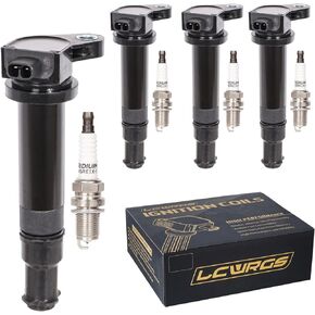 Set of 4 Ignition Coil Packs and Spark Plugs Fits for 2006 2007 2008 2009 2010 2011 Kia Rio Rio5 Rondo Hyundai Accent 1.6 L4 Replaces# UF499 C1543