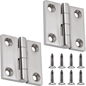 Square Shape Boat Strap Casting Hinge 316 Stainless Steel Cabinet Door Hatch Hinges for Boat Yacht (1.5 inch × 1.5 inch 2 Pack)