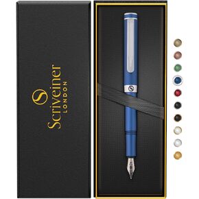 قلم حبر Scriveiner Luxury EDC (ناعم)، قلم جيب أخضر غير لامع مذهل، لمسة نهائية من الكروم، بنك شميدت الألماني، محول، أفضل مجموعة هدايا لأقلام الكتابة للرجال والنساء، قلم مصمم مكتب فاخر لطيف