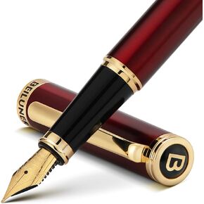 BEILUNER Black Fountain Pen,Stunning Luxury Pen,24K Gilded Nib(Fine),Gorgeous 24K Gold Finish,German Schneider Ink Converter,Trustworthy Pen Gift for Men&Women-Elegant, Reliable,Nice Pen for Writing