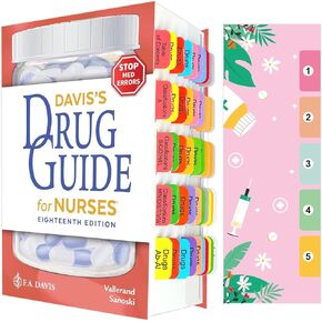 Book Dividers Tabs for Davis's Drug Guide for Nurses 18th Edition - 56 Color Coded Laminated Tabs with Guidelines - Perfect for Students and Professionals in The Medical Field (Book not Included)