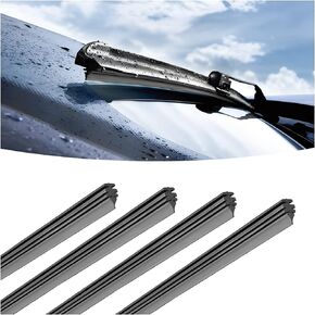 4 Pieces Car Wiper Blade Replacement Strip, 32" Rubber Frameless Windshield Wiper Strip, DIY Adjustable Boneless Windscreen Blade Refills, Auto Accessories for Most Vehicle Buses Trucks