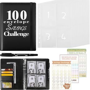 مجموعة أدوات تحدي المغلف المكونة من 100 ظرف، كتاب تحدي توفير المال مع مظاريف نقدية، هدايا عيد الأم لتوفير 5050/10000/500 دولار in Kuwait