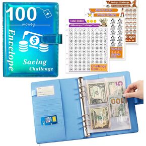 Upgraded 100 Envelopes Money Saving Challenge,Saving Challenges Book with Envelopes & Challenge Tracker, 100 Day to Save $5050 for Budgeting Planner & Saving Money Cash Envelopes(Pink)