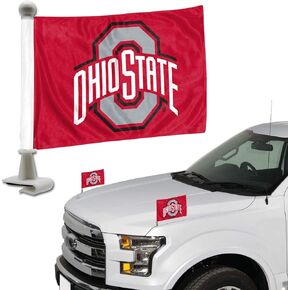 FANMATS 61922 Ohio State Buckeyes Ambassador Car Flags - 2 Pack Mini Auto Flags, 4in X 6in, Perfect for Hood or Trunk