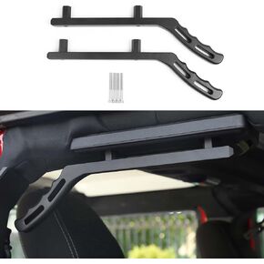 JeCar Rear Grab Handles Aluminum Grab Bars Compatible with Jeep Wrangler 2007-2018 JK 4-Door Sports Sahara Rubicon X, Black