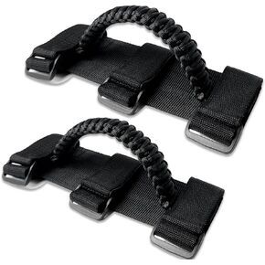 2 Pack UTV Grab Handles for 1.5-2 inch Bars- Roll Bar Grab Handles for UTV&ATV Compatible with Polaris RZR,Can Am,Kawasaki Mule,Honda Pioneer,Paracord Bar Handles,Black&Olive