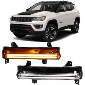 LED DRL Driving Fog Lamp for Jeep Compass 2017 2018 2019 2020 2021 Front Daytime Running Light with Dynamic Sequential Turn Signal
