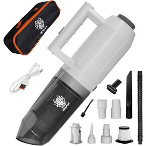 Handheld Car and Home Vacuum Cleaner, 6 in 1 Car Vacuum, 120W High Power, 6000mAh Lithium Battery, with 0.62L Capacity, LED Light and Upgraded HEPA Filter for Car, Home, Office, Pet, Black