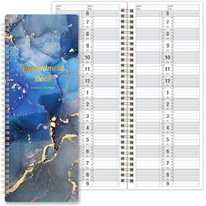 Poluma - Salon appointment book, 11.5" x 4.7", 2 Columns Undated , 6 AM - 9 PM, Twin-Wire Binding, 200 Pages for Hair Stylist - Blue