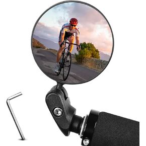 AtfArt Bike Mirror Handlebar Mount HD Bike Rear View Mirror Bicycle Mirrors for Handlebars Adjustable Rotatable Bike Mirrors Ride Safely (A-2 Pcs Black Long Mirror)