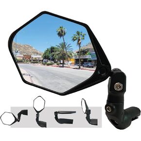Hafny NEW Bar End E-Bike Mirror, Large Surface Handlebar Bike Mirror, HD Automotive Grade Glass Bicycle Mirror, Safe Blast-Resistance Cycling Mirror (HF-M904-FR08) (Anti-glare Blue Glass)