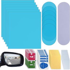 20 Pack Car Rearview Mirror Film,Anti Fog Anti Scratch Interior Rearview Mirror Anti Glare Film Waterproof HD Nano Clear Protective Sticker Film for Safe Driving,Car Mirrors,Side Windows (Rectangular)