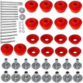 Black Red Improve Smooth Ride Super Duty Body Mount Bushing Kit for 2008-2016 Ford F250 F350 2WD 4WD Polyurethane Body Cab Mounts & Steel Sleeves & Hardware KF04060BK (RED-KF04060BK)