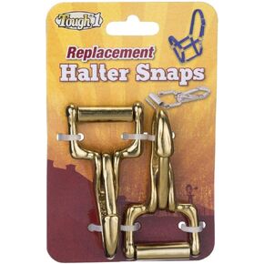 Tough-1 Set 2 Plated Halter Replacement Snap Hook End Unscrews to Replace Broken Throat Snaps on Halters