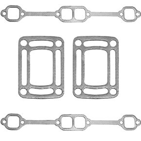 39880 Exhaust Manifold Gasket Set Compatible with Mercruiser 5.0 Mpi 5.7 350 Mag Riser Block V8 Replaces 18-4349