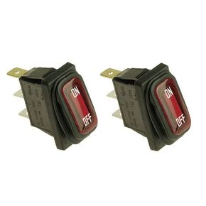 مفتاح تشغيل/إيقاف تشغيل ماكينة الحلاقة (عبوتان) - مفتاح تشغيل وإيقاف مضيء باللون الأحمر KCD1 لشفرات الحلاقة E100، E200، E300، Crazy Cart، GF، Drifter، Dune Buggy - حذاء مطاطي مقاوم للماء شديد التحمل 3 دبابيس تشغيل وإيقاف in Kuwait