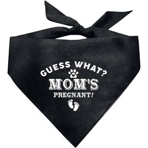 Guess What? Mom's Pregnant Baby Announcement Dog Scarf, Triangle Scarf, Gift for Dog Lover, Fits Small to Large Dogs (D44)