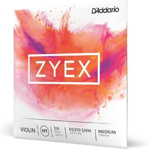 D'Addario Zyex Violin String Set, 3/4 Scale, Medium Tension