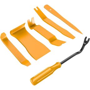 GOOACC 6PCS Auto Trim Removal Tool Kit No-Scratch Tool Kit for Car Audio Dash Window Molding Fastener Remover Tool Kit-Yellow