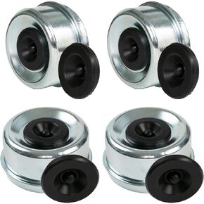 4pcs 1.98" Trailer Bearing Dust Cap, Trailer Hub Grease Cap, Trailer Hub Cap with 4pcs Extra Rubber Grease Plugs for 2000 to 3500 lb Boat Trailer Dexter EZ Lube Trailer Camper RV