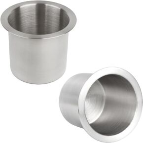 2Pcs Stainless Steel Drop-in Cup Drink Holder Silver Poker Table Drink Holder Cinema Sofa Drop-in Drink Cup Holder for Yacht Boats RV Cars and Trucks