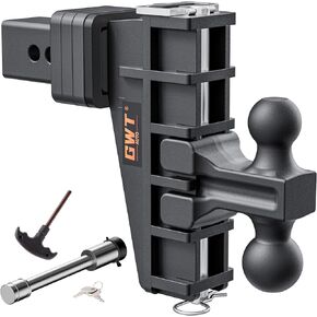 Dual-Ball Trailer Hitch, Fits 2.5-Inch Receiver, 6 Inch Drop/Rise Drop Cushioned Hitch, 28,000 LBS GTW-Tow Hitch for Truck with Double Pins, Solid Ball Mount, Black, Heavy Duty in Saudi Arabia