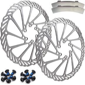 NEPIDOVS Bike Disc Brake Rotors 160/180/203mm 2pcs Set Bicycle Disk Brake Pads Disc Brake Gap Regulator 12pcs Screws for Bicycle Road Bike Mountain Bike BMX MTB (2Pcs 160mm)