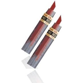 Pentel Lead Refills 0.5mm RED, 12 Leads per Tube [Pack of 2]