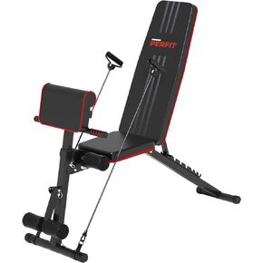 Adjustable Weight Bench for Home Gym Foldable Incline Decline Workout Bench Press for Full Body Strength Training Bench Supports up to 800lbs with Two Exercise Bands for Press Sit up Bench in Kuwait
