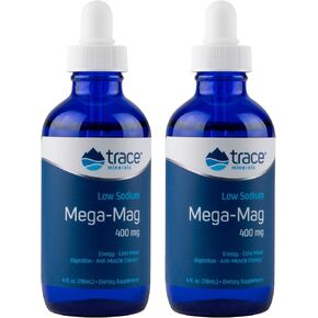 المعادن النادرة | ميجا ماج 400 مجم كلوريد المغنيسيوم السائل | يدعم وظيفة العضلات الطبيعية | 60 حصة، 4 أونصة سائلة (عبوتين) in Kuwait