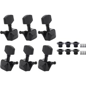 Black 3L3R 6 Pieces Semi-closed Guitar Tuners String Tuning Pegs Keys Machine Heads Set for for Acoustic or Electric Guitar