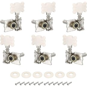 PATIKIL Classical Guitar String Tuning Pegs Chrome Plated Machine Heads Tuning Keys Tuners Single Hole 3L 3R, Beige, Pack of 6