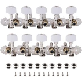 Metallor Guitar Machine Heads Tuning Pegs Tuning Keys Machine Heads for 10 String Electric Guitar or Acoustic Guitar Mandolin Double Hole Chrome 5L 5R