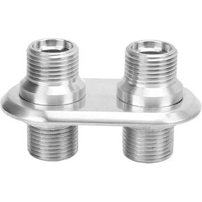 A/C Bulkhead, A/C Bulkhead, Car 2?Port Air Conditioning Bulkhead,Universal Heater Bulkhead Interface Modification Ac Hose Port(Silver)