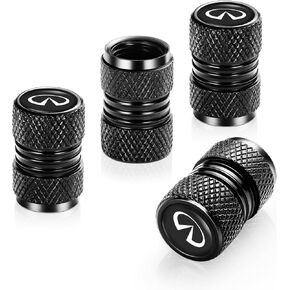 4 Pcs Metal Car Wheel Tire Valve Stem Caps for Infiniti Q50 FX35 FX37 F50 QX70 QX60 EX35 Logo Tire Cover Accessories. (Black)