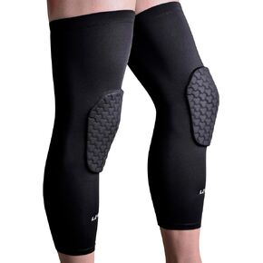 Basketball Knee Pads for Kids Youth Adults Protective Padded Compression Long Leg Sleeves Sports Gear for Volleyball Baseball Football 1 Pair