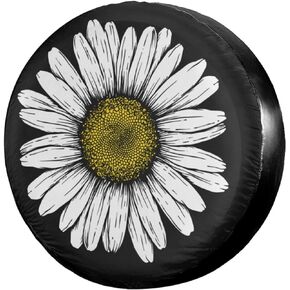Daisy Flower Spare Tire Cover Dust-Proof Wheel Tire Cover Fit Trailer, RV, SUV and Many Vehicle 15 Inch