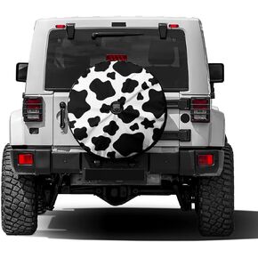 Foruidea Lovely Animal White Cow Print Spare Tire Cover Dust-Proof Wheel Tire Cover Fit Trailer, RV, SUV and Many Vehicle 18inch
